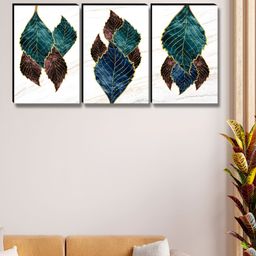 SAF Blue & Purple 3 Piece Wood Abstract Wall Paintings-image-12