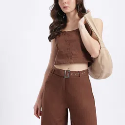 glitchez Asymmetric Placket Belted Cropped Co-Ords-picture-43