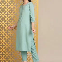 Anouk Women Regular Sequinned Kurta with Trousers & With Dupatta image 3