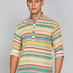 ISUEL FAB Men Multicoloured Striped Slim Fit Casual Shirt-image-92