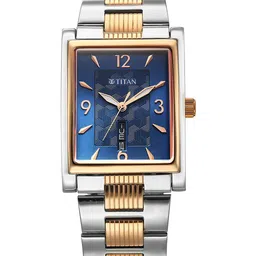 Titan Karishma Wedding Edit II Quartz Blue Rectangle Dial Stainless Steel Men's Watch - 90024KM01-23
