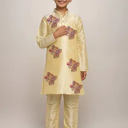 DEVOILER Boys Ethnic Motifs Printed Mandarin Collar Straight Kurta-45