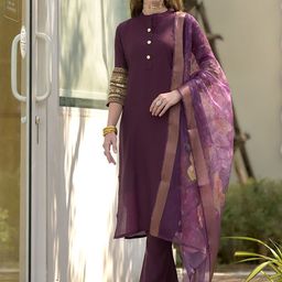 DEVATITHI Women Solid Kurta with Trousers & Dupatta-image-101