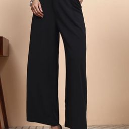 FITHUB Women Flared High-Rise Cotton Formal Trousers-picture-46