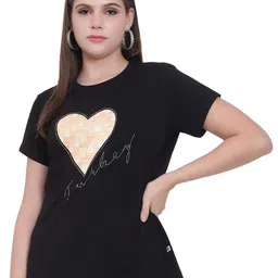God's Club Women Regular Fit Heart Printed Cotton T-Shirt-picture-33