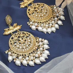 Anouk Gold-Plated Contemporary Artificial Stones Studded and Beaded Chandbalis-52