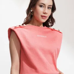 Street By Tokyo Talkies Women Solid Chest Embroidered Relaxed Fit Round Neck T-shirt-image-19