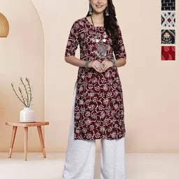 7Threads Selection Of 5 Floral Printed Round Neck Straight Kurta-picture-7