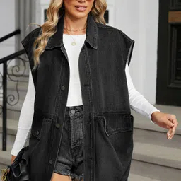 StyleCast Women Longline Denim Jacket with Patchwork-image-43