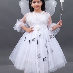 kids fashion hub Bell Sleeve Georgette Fit & Flare Dress-33