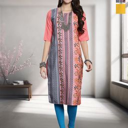HERE&NOW Selection Of 2 Ethnic Motifs Printed Round Neck Straight Kurta-picture-15