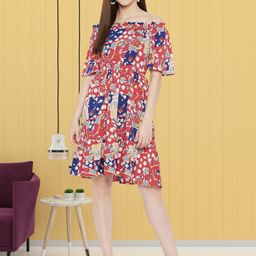 DressBerry Floral Printed A-Line Dress-image-42