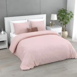 haus & kinder Pink Textured 300 GSM Double Bed Queen Bed Cover With 2 Pillow Covers-image-18