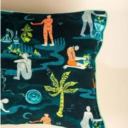 FREEDOM TREE Teal & Yellow Abstract Rectangle Cushion Covers image 2