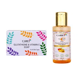 CARET ORGANIC Set Of 2 Vitamin C Raspberry Face Wash - 100 g & Glutathione Soap - 75 g-4