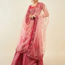 DIVASTRI Embellished Sequinned Semi-Stitched Lehenga & Unstitched Blouse With Dupatta-picture-17