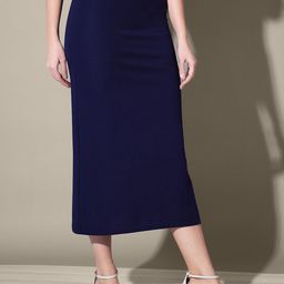QIOA Pencil Below Knee Slit Skirt-image-80