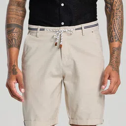 Snitch Men Mid-Rise Regular Fit Linen Shorts-image-38