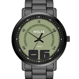Helix Men Brass Dial & Stainless Steel Bracelet Style Straps Analogue Watch TW053HG05-16
