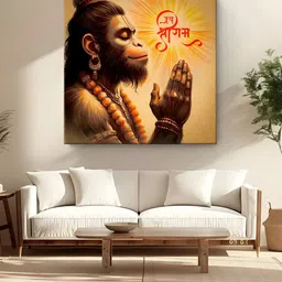999Store Brown & Red Canvas Lord Hanuman Wall Art-image-52