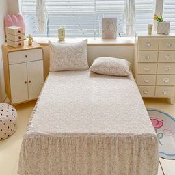 JC HOME White & Pink Floral Printed 140 TC Queen Bedsheet Set 1.5 m x 2 m-picture-18