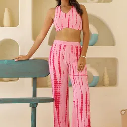Flabae Yelena Shibori Tie & Dyed Long Sleeves Shirt With Top & Trouser-image-13