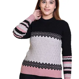 LEZA Women Colourblocked Pullover-picture-3