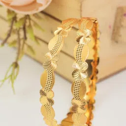 Zeraki Jewels Gold-Plated Set Of 2 Textured Bangles-picture-7