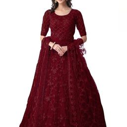 Aika Embroidered Net Fit & Flare Maxi Dress-image-48