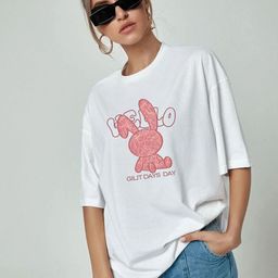 WOBE Women Graphic Printed Round Neck Pure Cotton Oversized T-shirt-image-76