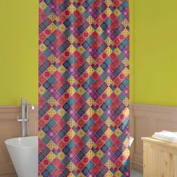 ArtzFolio Pink & Yellow Printed Water Proof Shower Curtain-3