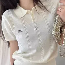 KPOP Shirt Collar Short Sleeves Top-image-56