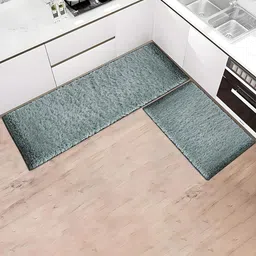 Kuber Industries 2Pcs Grey Microfibre Anti-Skid Kitchen Mats-57