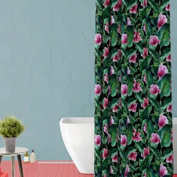 ArtzFolio Green & Black Floral Printed Waterproof Shower Curtain-picture-54