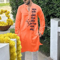 Snowdrip Men Embroidered Flared Sleeves Thread Work Kurta-image-6