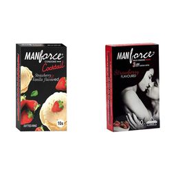 Manforce Men Set Of 2 Cocktail Condoms with Dotted-Rings - Strawberry & Vanilla Flavoured-6