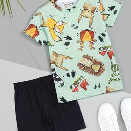 HELLCAT Boys Animal Graphic Printed Short Sleeves T-Shirt With Shorts-image-66