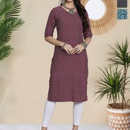 HERE&NOW Selection Of 3 Floral Printed Round Neck Straight Kurtas-image-68