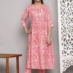 JULEE Girls Floral Printed Regular Kurta with Trousers-image-36