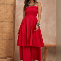 InWeave Women Solid A-Line Kurta with Palazzos-picture-21
