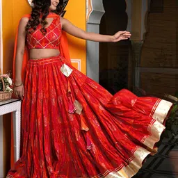 Indi INSIDE Embellished Shibori Ready to Wear Lehenga & Unstitched Blouse With Dupatta-36