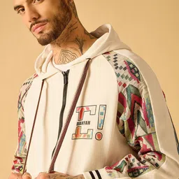AKS Men Geometric Woollen Open Front Jacket image 4
