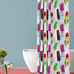 ArtzFolio White & Pink Printed Waterproof Shower Curtain-image-101