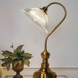Fos Lighting Gold-Toned & White Textured Metal Bell Shaped Table Lamp-15