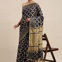 DIVASTRI Ethnic Motifs Woven Design Zari Banarasi Saree-image-92