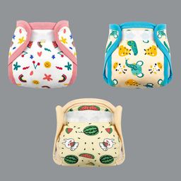 Born Babies Set Of 3 Reusable Cloth Velcro Diapers-23