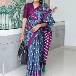 Mitera Floral Ikat Saree-32