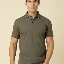 Provogue Men Dri-FIT Solid Polo Collar T-shirt-image-75
