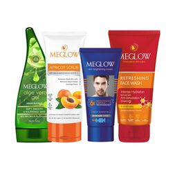 MEGLOW Set Of 4 Aloevera Gel- 125 g- Apricot Scrub- 70 g- Cream- 50 g & Face Wash- 70 g-image-8