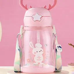 Kritiu Kids Pink & White Rabbit Print Sipper Water Bottle - 600 ml-21